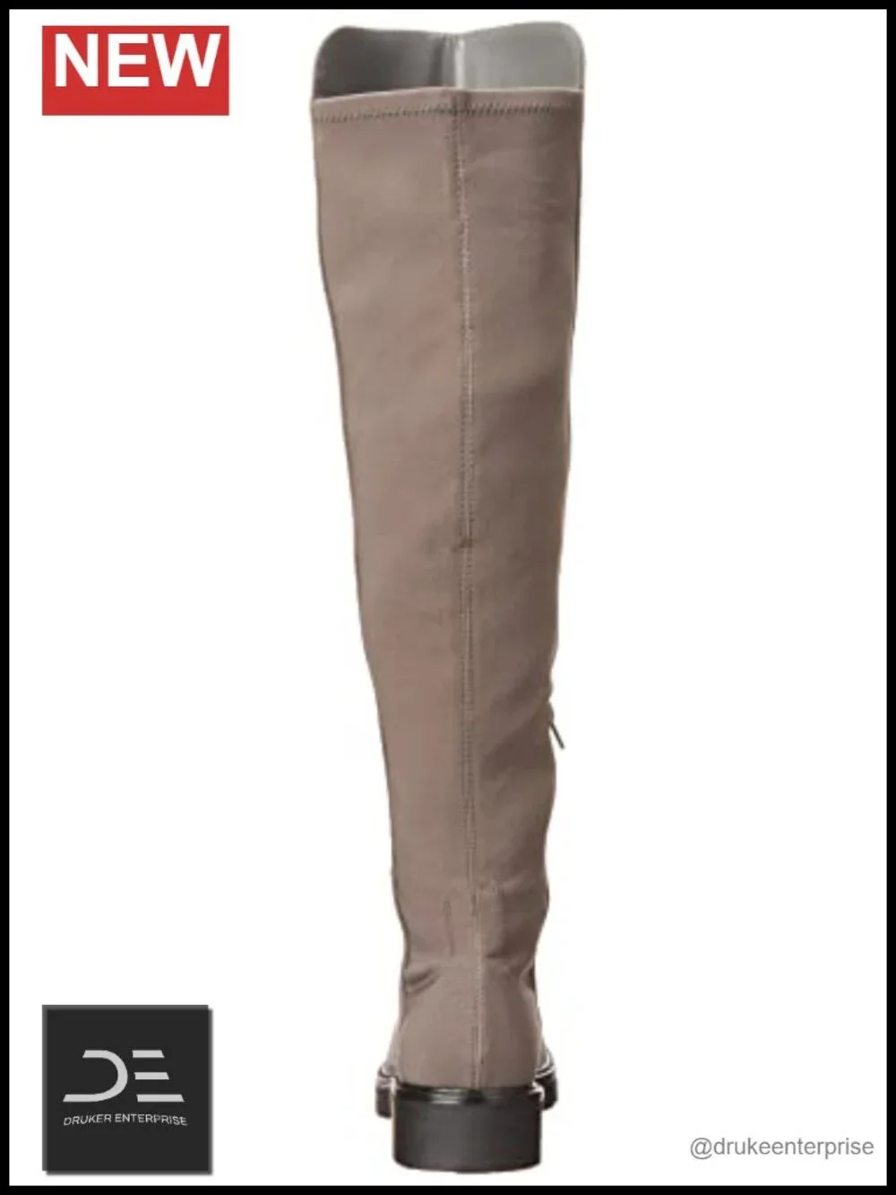 Nine West Tread2 Over the Knee Boot Suede Round Toe Zip Closure Stretch Paneling
